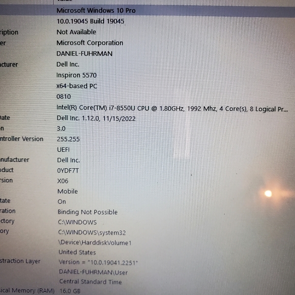 Dell Inspiron 5570 Touch Screen, i7-8550u 16gb 2TB HDD Storage price - Picture 10 of 13